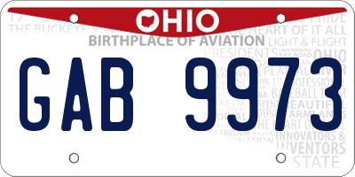 OH license plate GAB9973