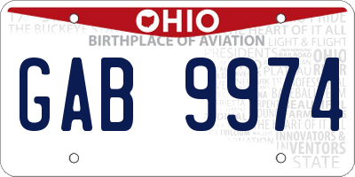 OH license plate GAB9974