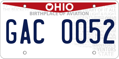 OH license plate GAC0052