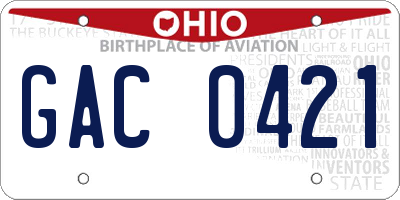 OH license plate GAC0421