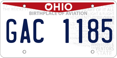 OH license plate GAC1185