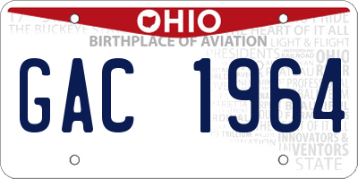 OH license plate GAC1964