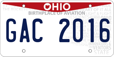 OH license plate GAC2016