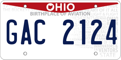 OH license plate GAC2124