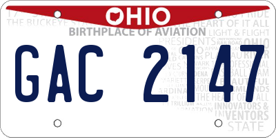 OH license plate GAC2147