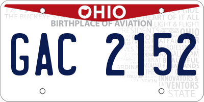 OH license plate GAC2152