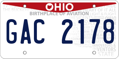 OH license plate GAC2178