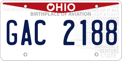 OH license plate GAC2188