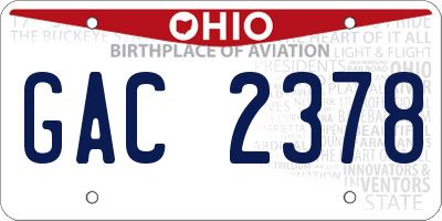 OH license plate GAC2378