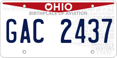 OH license plate GAC2437