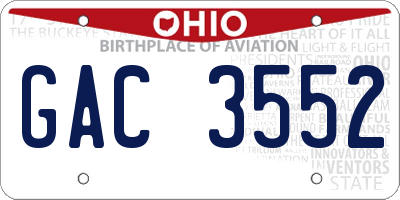 OH license plate GAC3552