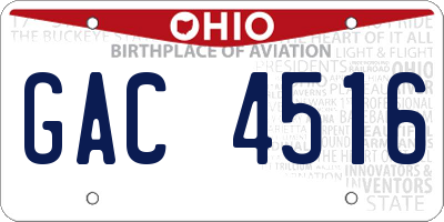 OH license plate GAC4516