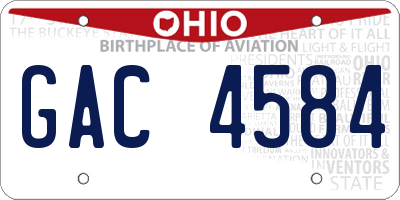 OH license plate GAC4584