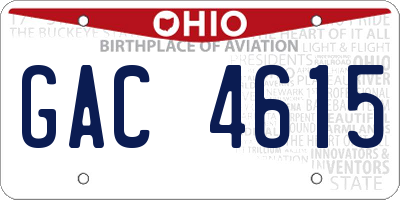 OH license plate GAC4615
