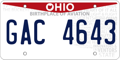 OH license plate GAC4643