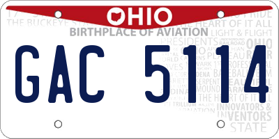 OH license plate GAC5114