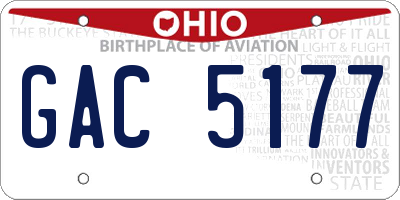OH license plate GAC5177