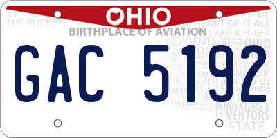 OH license plate GAC5192