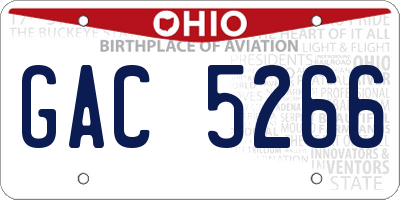 OH license plate GAC5266