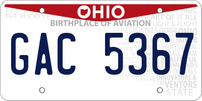 OH license plate GAC5367