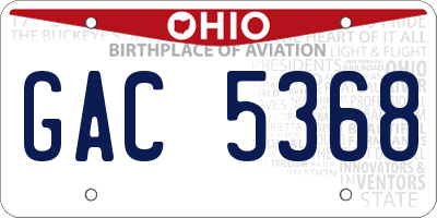 OH license plate GAC5368