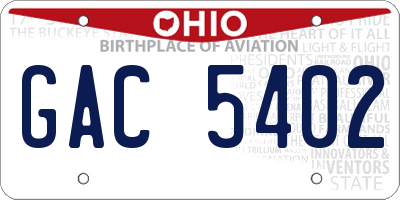 OH license plate GAC5402