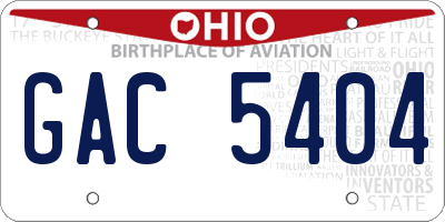 OH license plate GAC5404