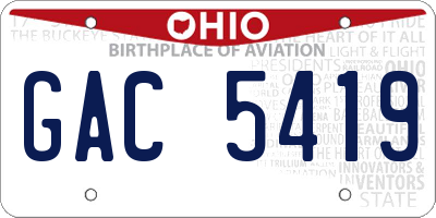OH license plate GAC5419