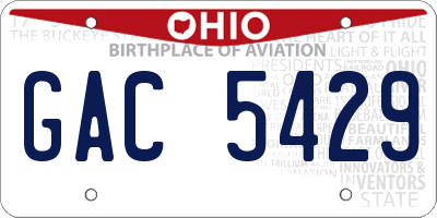 OH license plate GAC5429