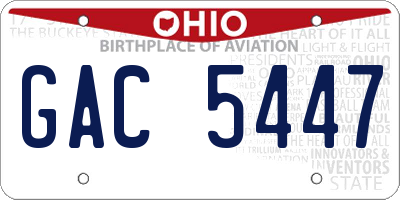 OH license plate GAC5447