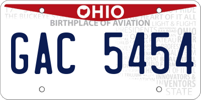 OH license plate GAC5454