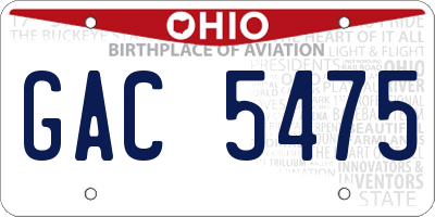 OH license plate GAC5475