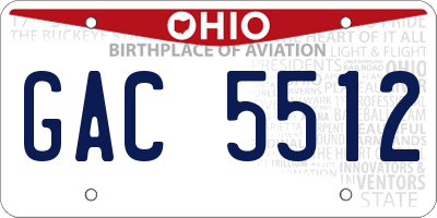 OH license plate GAC5512