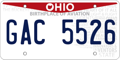 OH license plate GAC5526