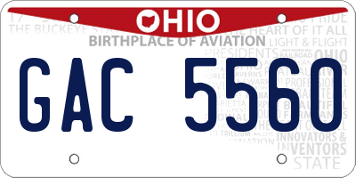 OH license plate GAC5560