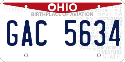 OH license plate GAC5634