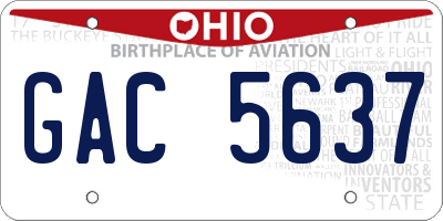 OH license plate GAC5637