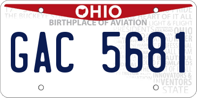 OH license plate GAC5681