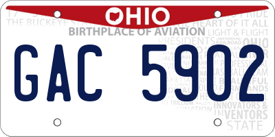 OH license plate GAC5902
