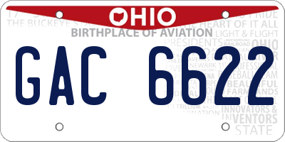 OH license plate GAC6622