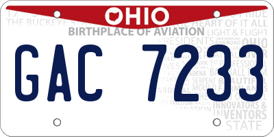 OH license plate GAC7233