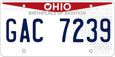OH license plate GAC7239