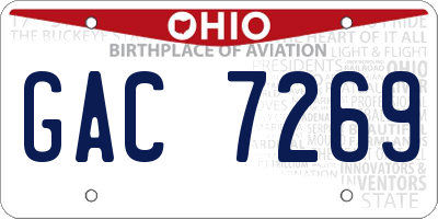 OH license plate GAC7269