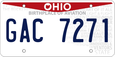 OH license plate GAC7271