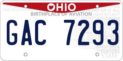 OH license plate GAC7293