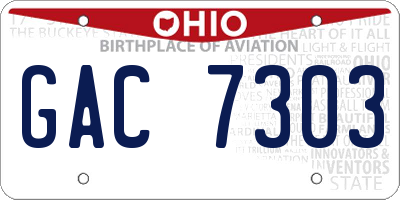 OH license plate GAC7303