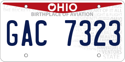 OH license plate GAC7323