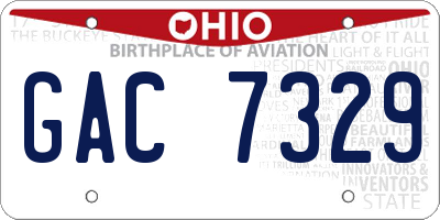 OH license plate GAC7329