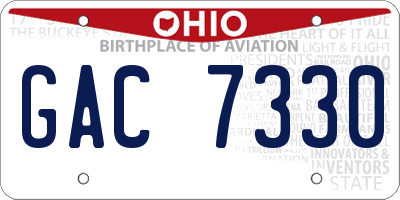 OH license plate GAC7330