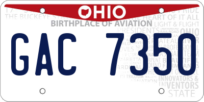 OH license plate GAC7350